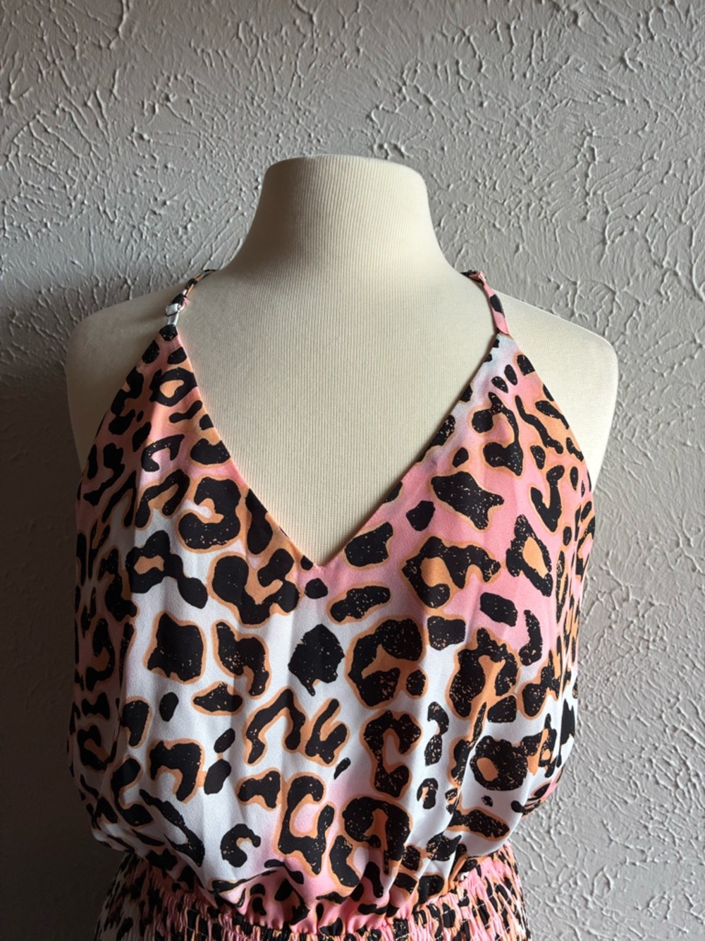 BuddyLove Izzy DREAMSICLE .Leopard Print Maxi Dress Pink Smocked Boho Size M. - Picture 10 of 16